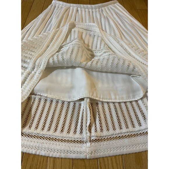 H&M White Mesh Overlay  Skirt Lined Midi Size 6  Rear Zipper - Picture 4 of 8